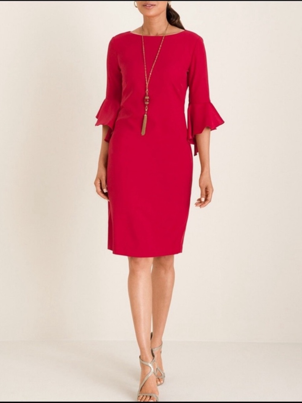 NWT Chico’s Ruffle-Sleeve Satin Dress